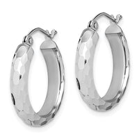 Thumbnail for 14k White Gold Diamond-cut Hoop Earrings