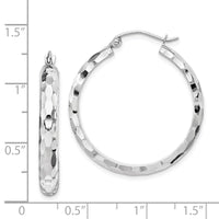 Thumbnail for 14k White Gold Diamond-cut Hoop Earrings