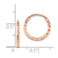 Thumbnail for 14k Rose Gold Diamond-cut Square Tube Endless Hoop Earrings