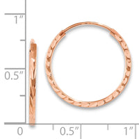 Thumbnail for 14k Rose Gold Diamond-cut Square Tube Endless Hoop Earrings