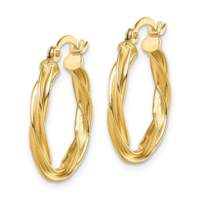 14K Polished Twisted 2.5mm Hoop Earrings