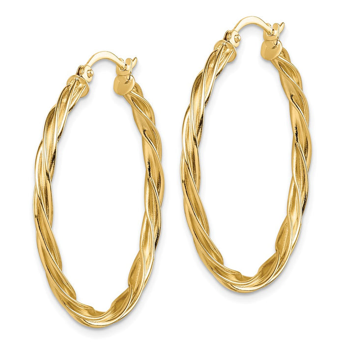 14K Polished 2.5mm Twisted Hoop Earrings