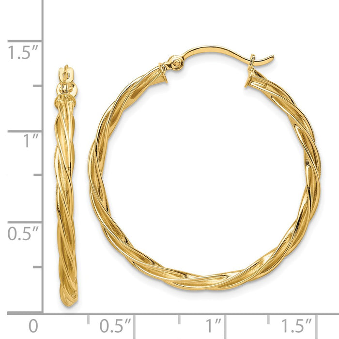 14K Polished 2.5mm Twisted Hoop Earrings