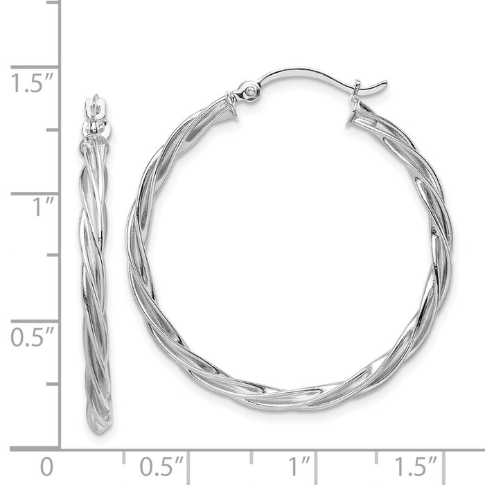 14K Polished 2.5mm Twisted Hoop Earrings