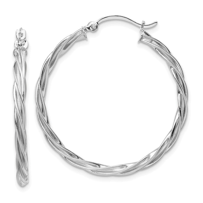 14K Polished 2.5mm Twisted Hoop Earrings