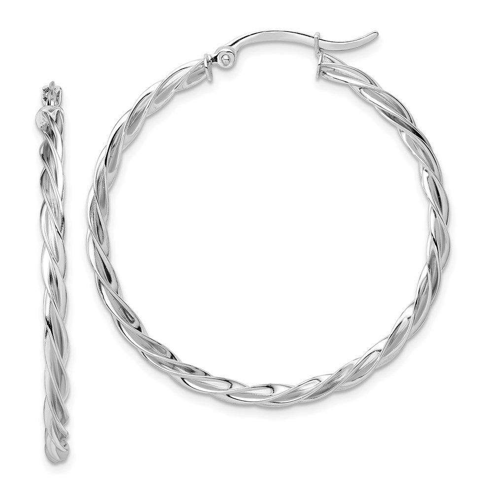 14K Polished Twisted 2.5mm Hoop Earrings
