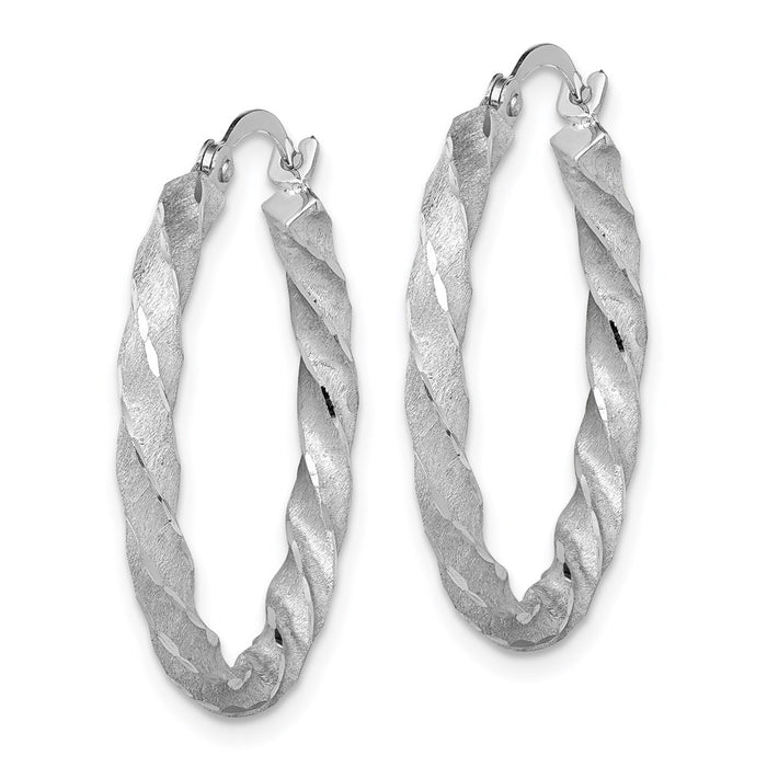 14K Twisted Satin Diamond-Cut Hoop Earrings