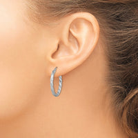 Thumbnail for 14K Twisted Satin Diamond-Cut Hoop Earrings
