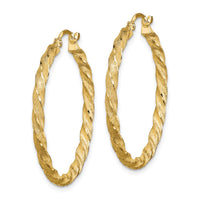 Thumbnail for 14K Twisted Satin Diamond-Cut Hoop Earrings