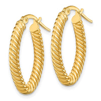 Thumbnail for 14K Small 3mm Textured Oval Hoop Earrings