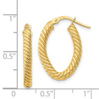 Thumbnail for 14K Small 3mm Textured Oval Hoop Earrings