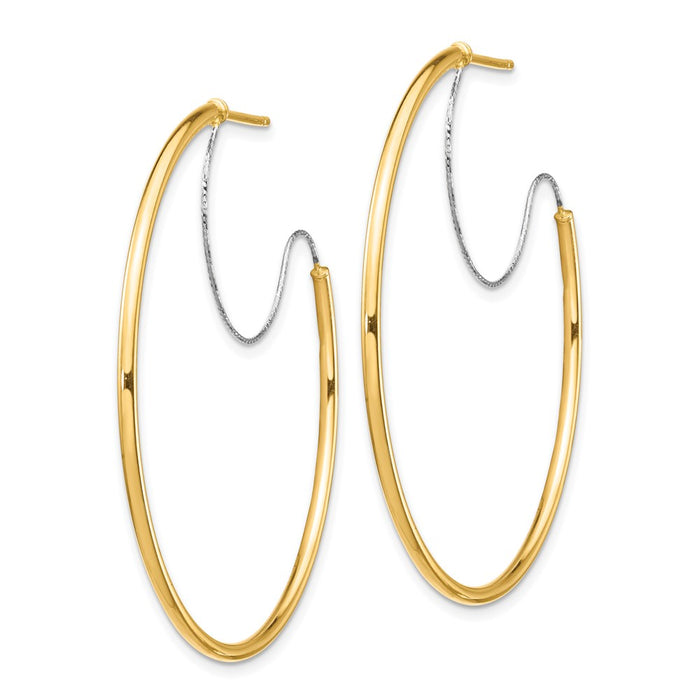 14K 1.5x40mm Polished with D/C wire Hoop Earrings