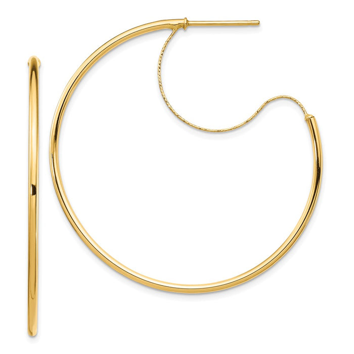 14K 1.5x40mm Polished with D/C wire Hoop Earrings