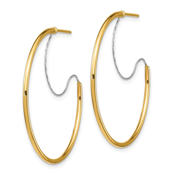 14K 1.5x35mm Polished with D/C wire Hoop Earrings