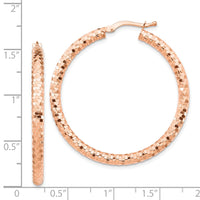 Thumbnail for 14K 3x30mm Diamond-cut Hoop Earrings