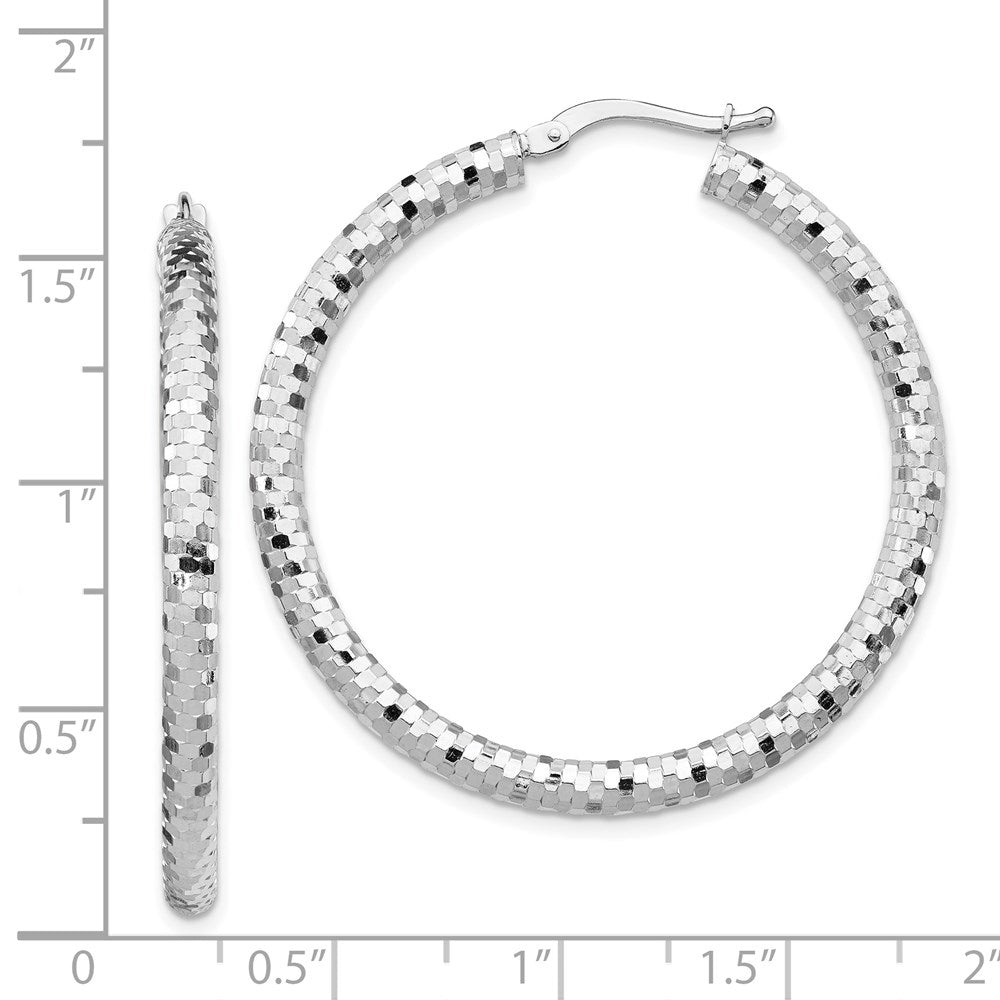 14K 3x30mm Diamond-cut Hoop Earrings