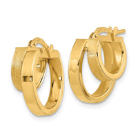 Thumbnail for 14K Polished and Brushed Square Tube Double Hoop Earrings