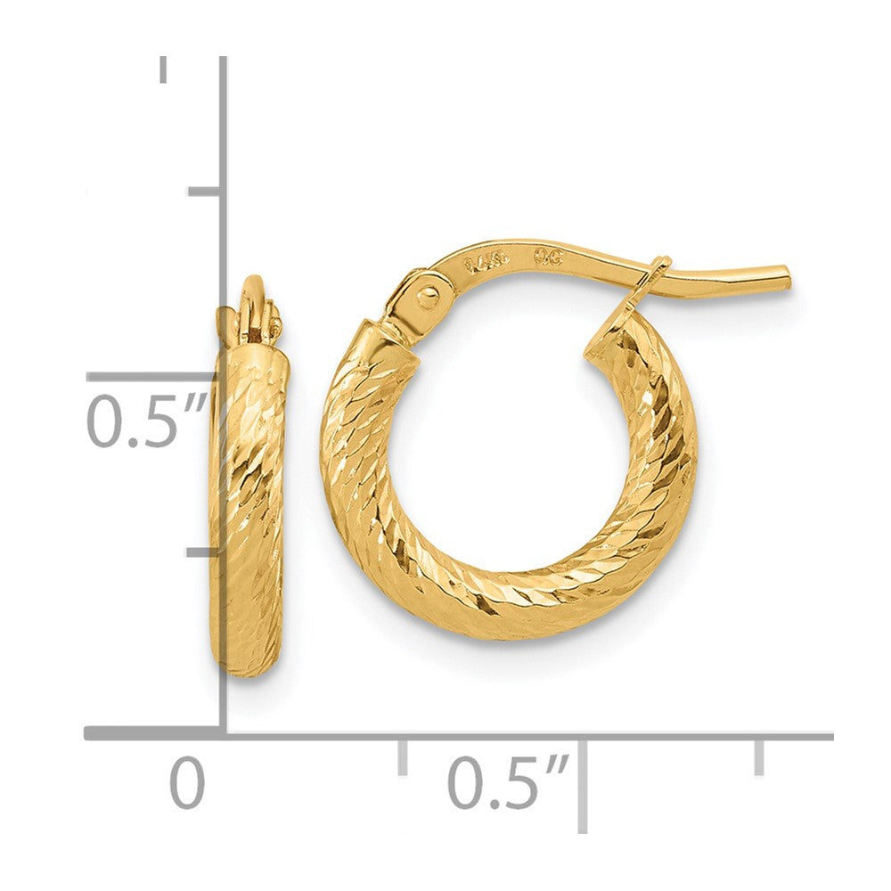 14k Polished and Diamond-cut 2.4mm Hoop Earrings