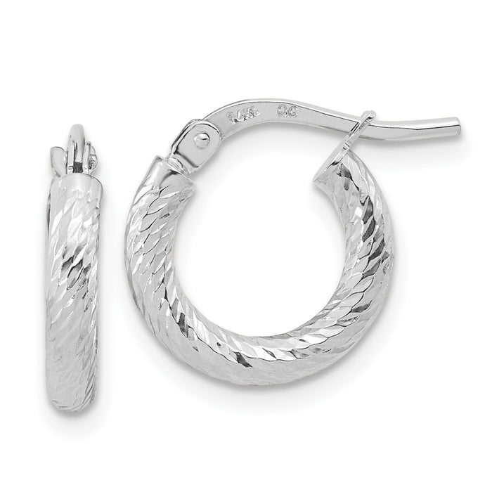 14k Polished and Diamond-cut 2.4mm Hoop Earrings
