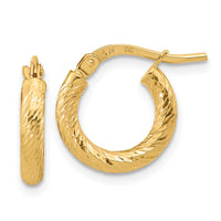 Thumbnail for 14k Polished and Diamond-cut 2.4mm Hoop Earrings