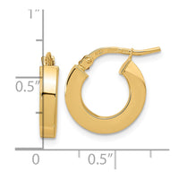 Thumbnail for 14k Polished 3mm Square Tube Hoop Earrings