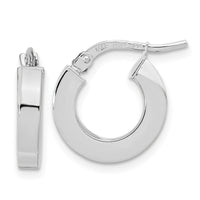 Thumbnail for 14k Polished 3mm Square Tube Hoop Earrings
