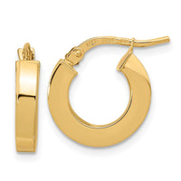 Thumbnail for 14k Polished 3mm Square Tube Hoop Earrings