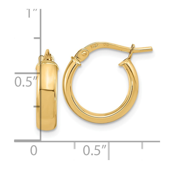 14k Polished 3.7mm Hoop Earrings