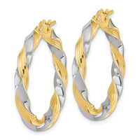 Thumbnail for 14k w/White Rhodium Polished Twisted Hoop Earrings