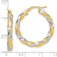 Thumbnail for 14k w/White Rhodium Polished Twisted Hoop Earrings
