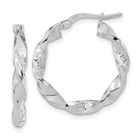 Thumbnail for 14k Polished and Textured Twisted 3mm Hoop Earrings