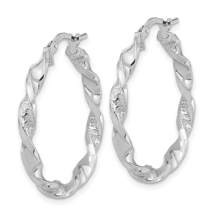 14k Polished and Textured Twisted Hoop Earrings