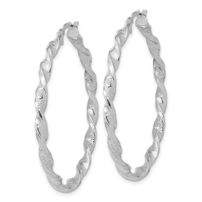 14K Polished and Textured Twisted Hoop Earrings