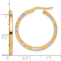 Thumbnail for 14k w/White & Rose Rhodium Polished & Satin Hoop Earrings