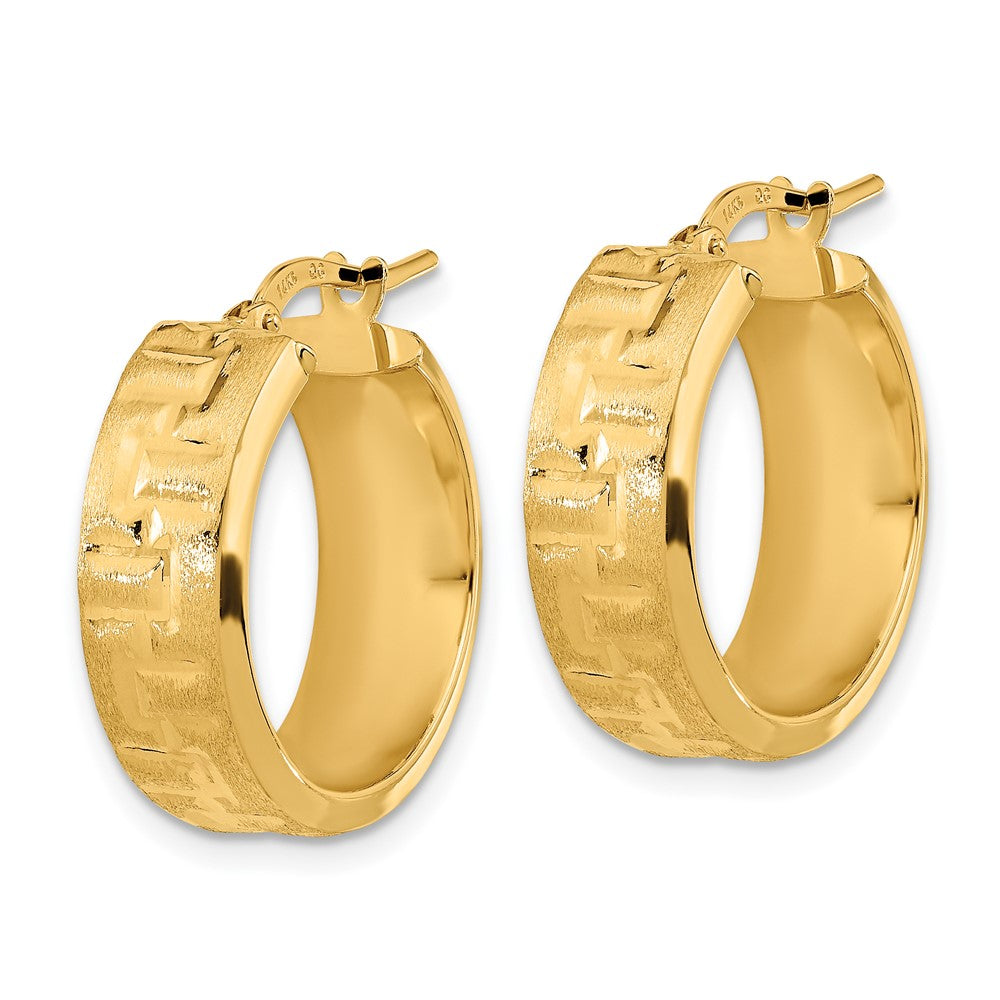 14k Polished Textured Hoop Earrings
