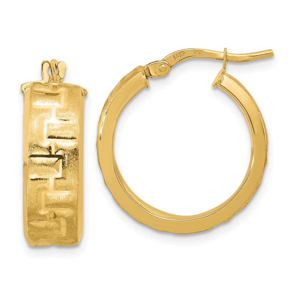 14k Polished Textured Hoop Earrings