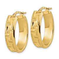 Thumbnail for 14k Polished Textured Oval Hoop Earrings