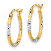 Thumbnail for 14K w/ White Rhodium Diamond Cut Hoop Earrings