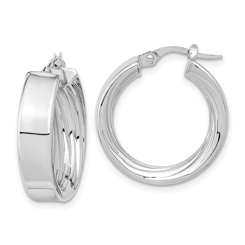 14K Polished and Textured Inside Hoop Earrings