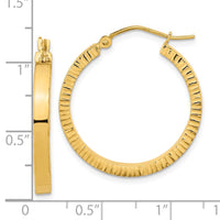 Thumbnail for 14K Polished and Textured Sides Hoop Earrings