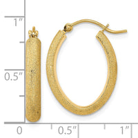 Thumbnail for 14K Polished Textured Satin Oval Hoop Earrings