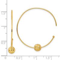 Thumbnail for 14K Wire Hoops Diamond-cut Bead Earrings