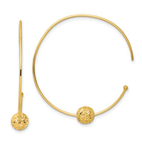 Thumbnail for 14K Wire Hoops Diamond-cut Bead Earrings
