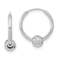 Thumbnail for 14K Polished with Diamond Cut Ball Hoop Earrings