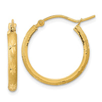 Thumbnail for 14K Polished and Satin Diamond-cut Hoop Earrings