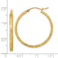 Thumbnail for 14K Polished and Satin Diamond-cut Hoop Earrings