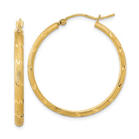 Thumbnail for 14K Polished and Satin Diamond-cut Hoop Earrings