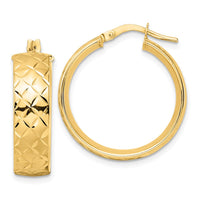 Thumbnail for 14K Polished Textured Hoop Earrings