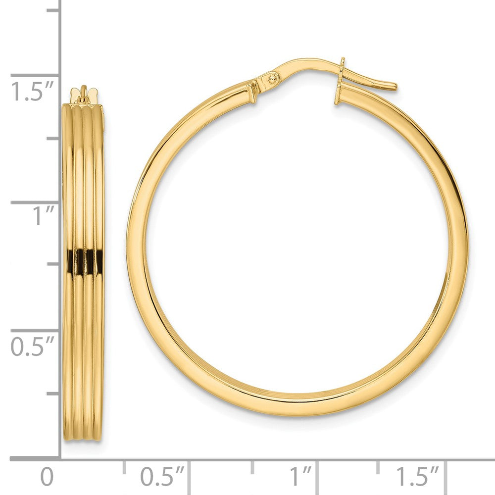 14K Polished Textured Hoop Earrings