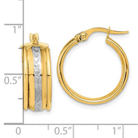 Thumbnail for 14K and White Rhodium Polished Diamond-cut Hoop Earrings